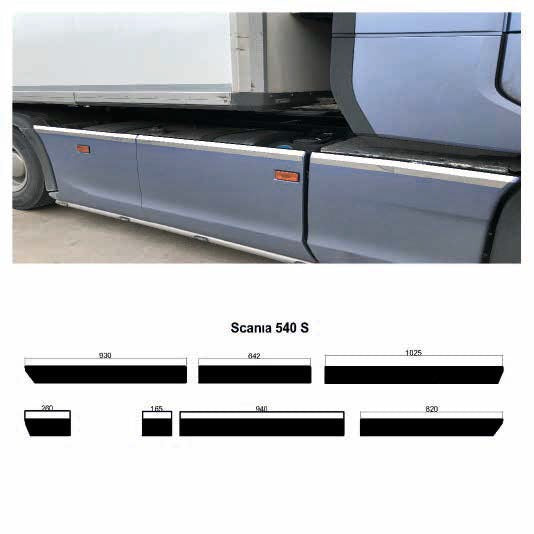 Горна лайсна на резервоар за страничен спойлер за Scania S/R, 2017+
