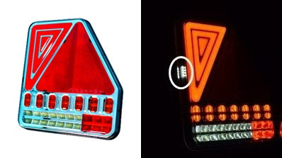 Ляв LED неон стоп за ремарке, триъгълник, с динамичен мигач 12/24V
