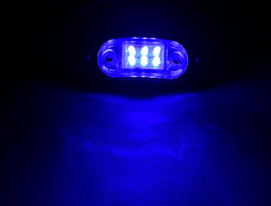 LED габарит, овал с 6 диода, бял със синя светлина, 12V
