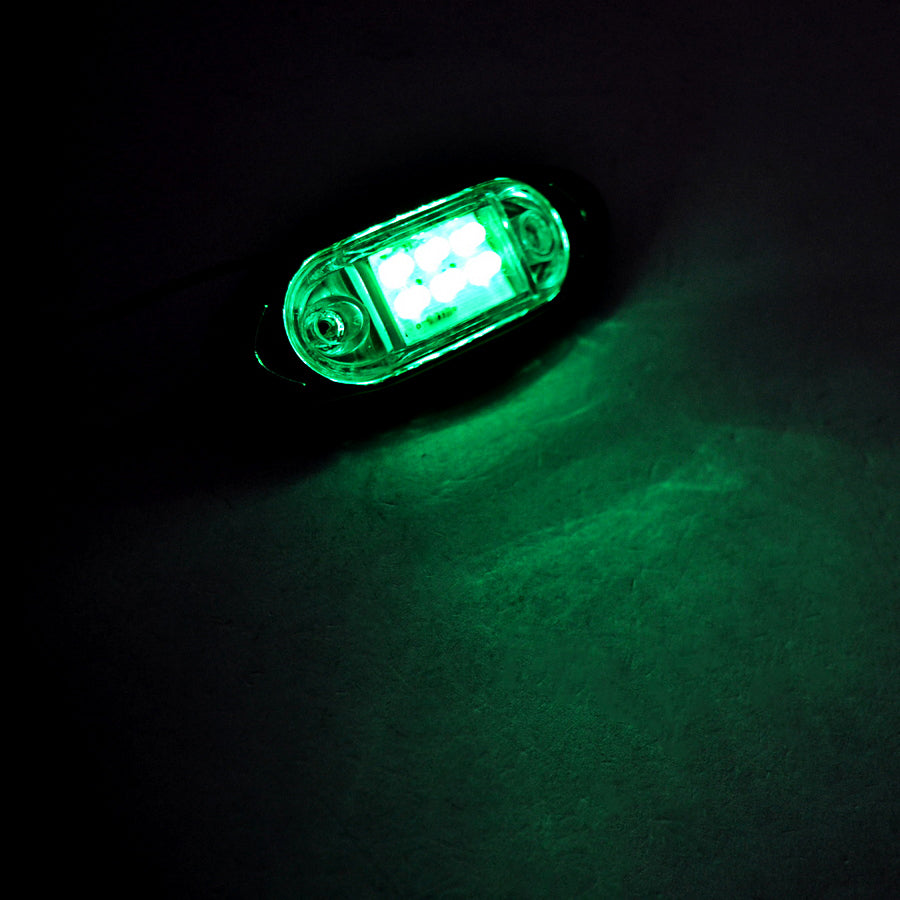 Овален LED габарит, бял със зелена светлина, 12V