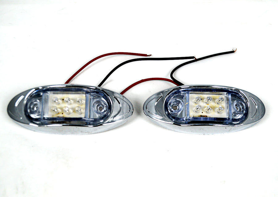 Овален LED габарит, бял с червена светлина, 12V
