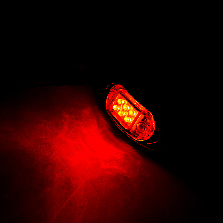 Овален LED габарит, бял с червена светлина, 12V