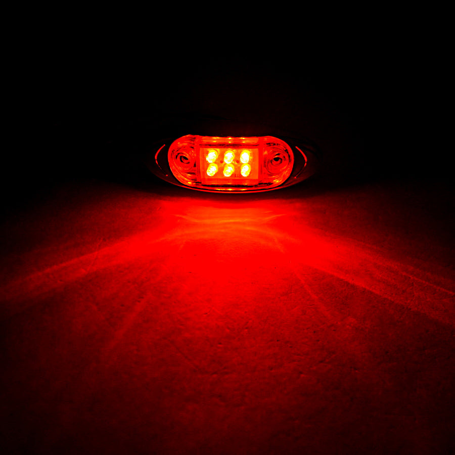 Овален LED габарит, бял с червена светлина, 12V