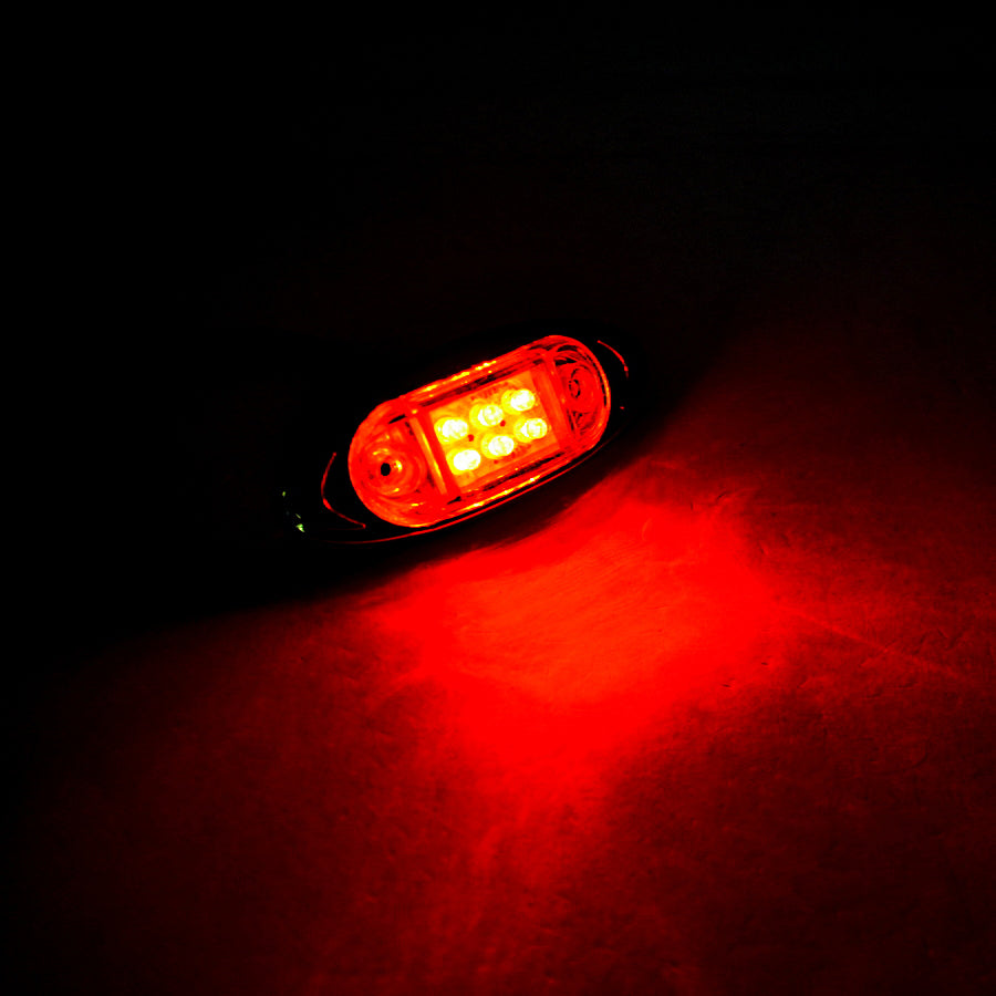 Овален LED габарит, бял с червена светлина, 24V