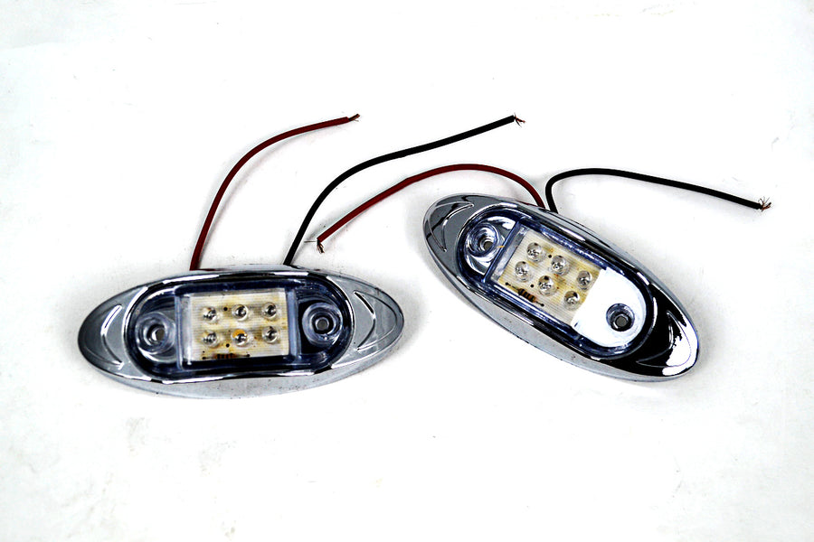 Овален LED габарит, бял с червена светлина, 24V