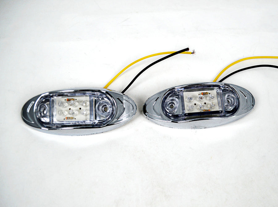 Овален LED габарит, бял с жълта светлина, 12V