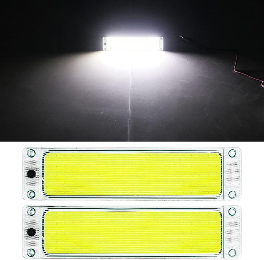 Голям LED плафон 25×5 см със студена бяла светлина и бутон – подходящ за 12/24V