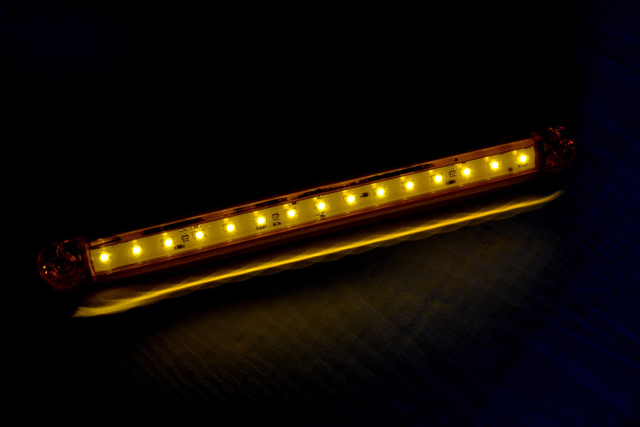 Дълъг smoked LED габарит с 15 диода, жълт - 12/24V