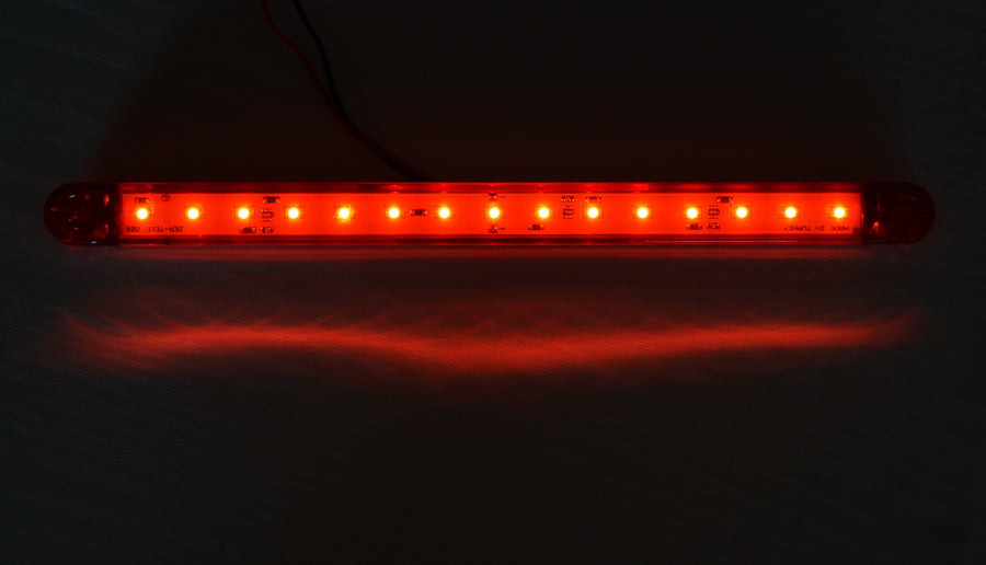 Дълъг smoked LED габарит с 15 диода, червен - 12/24V