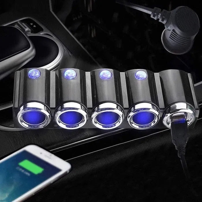 Разклонител за запалка 4 гнезда + 2 USB
