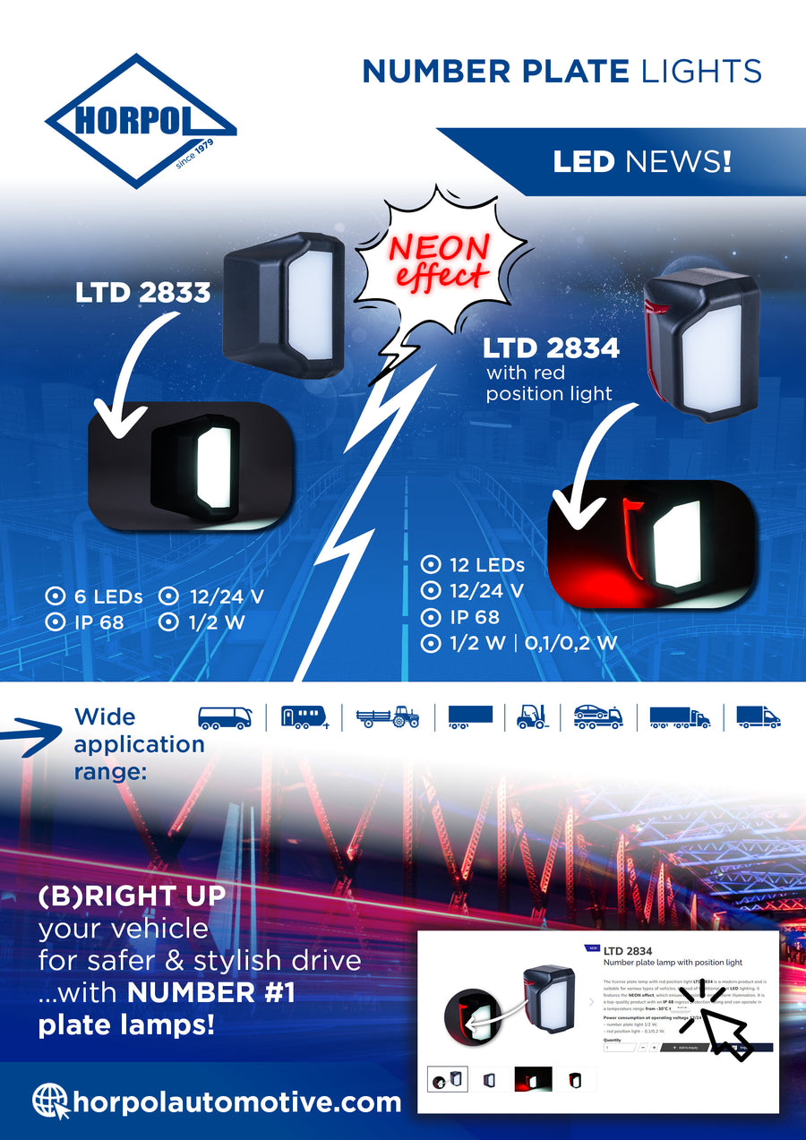 LED неон осветление за номер с габарит, 12/24V