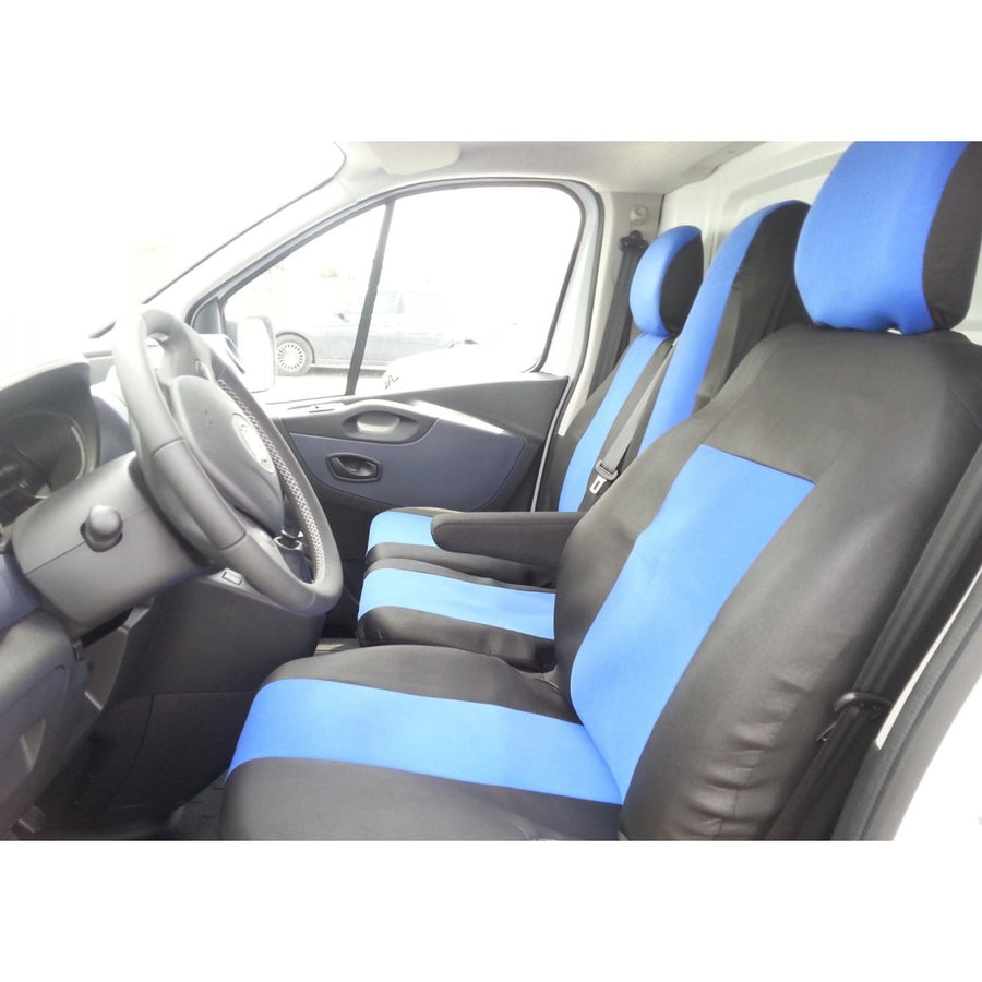 Tапицерия за бус - предни седалки 2+1, Opel Vivaro, синя с черно