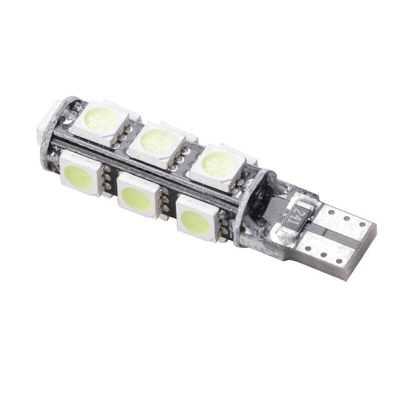 Комплект от 2 броя LED Лед Диодни Крушки За Габарит Т10 W5W 13 SMD 12V Бял Цвят Светлина Canbus - Error free Без грешки в Блистер
