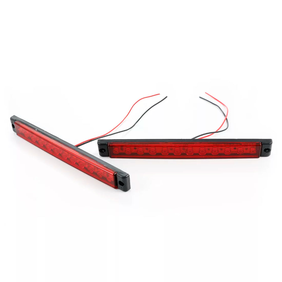 LED габарит с дълга светлина, червена с червени краища, 12V