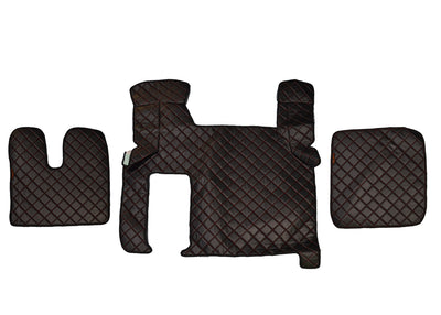 Anti-slip кожени стелки за MAN TGX, черни с червен шев