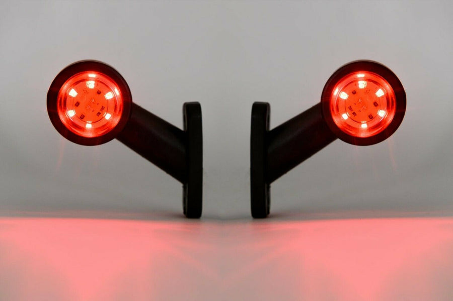 Комплект от 2бр LED ЛЕД мини странични габаритни светлини тип рогче 12V - 24V червена + бяла светлина за камион бус ремарке