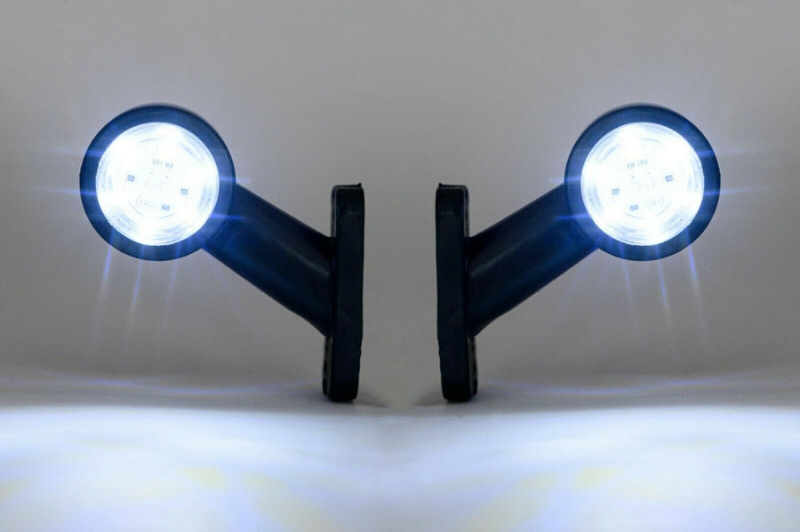 Комплект от 2бр LED ЛЕД мини странични габаритни светлини тип рогче 12V - 24V червена + бяла светлина за камион бус ремарке