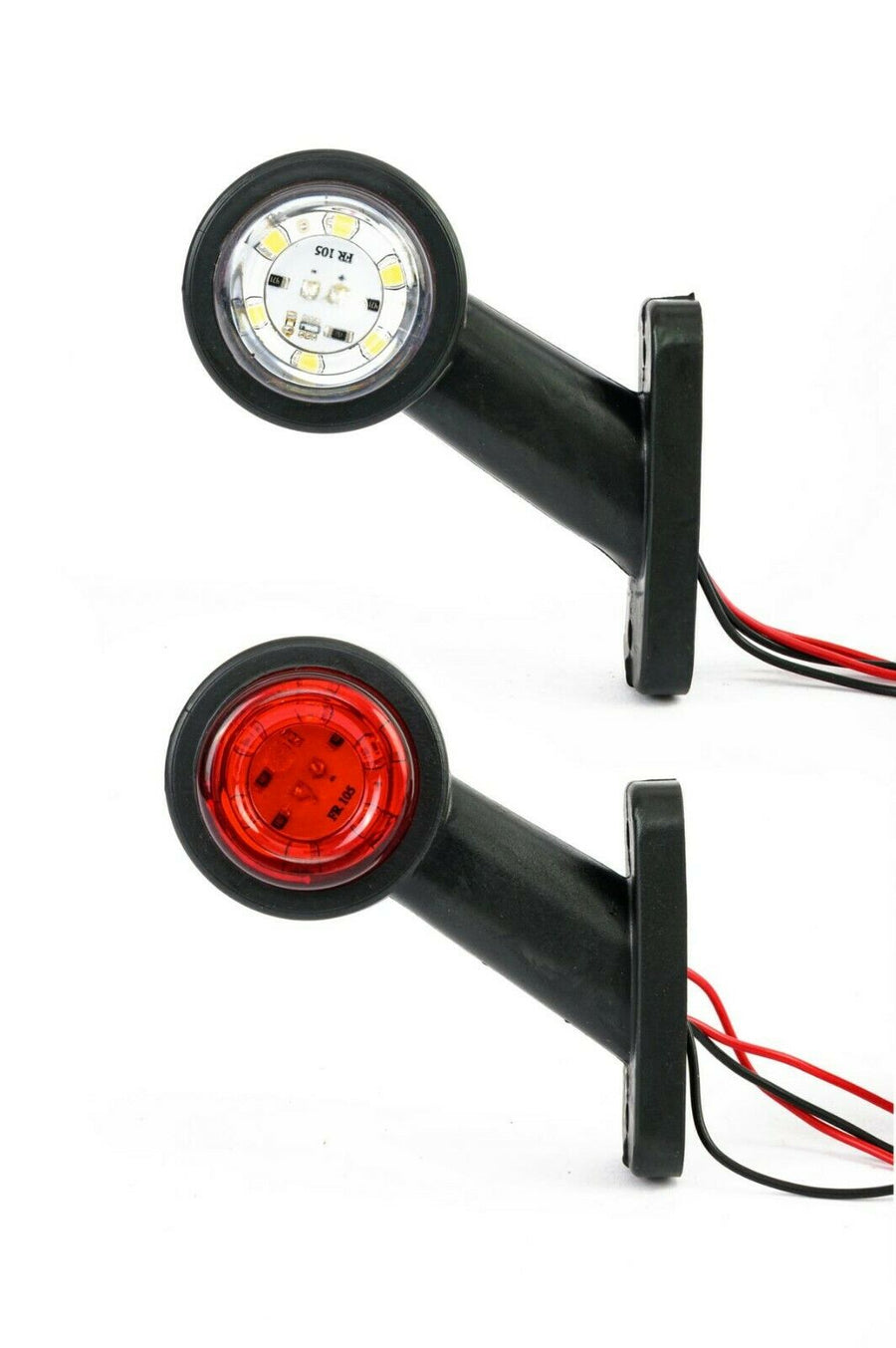 Комплект от 2бр LED ЛЕД мини странични габаритни светлини тип рогче 12V - 24V червена + бяла светлина за камион бус ремарке