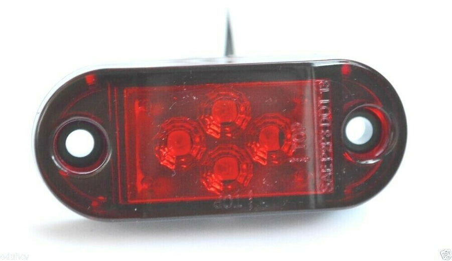 Овален LED габарит с 4 диода, червен 24V, Е-маркиран