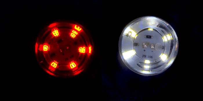 LED мини косо рогче, червено/бяло - 12/24V