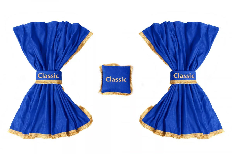Сини универсални пердета за предно стъкло 2.4 х 1.2 м + декоративна възглавничка