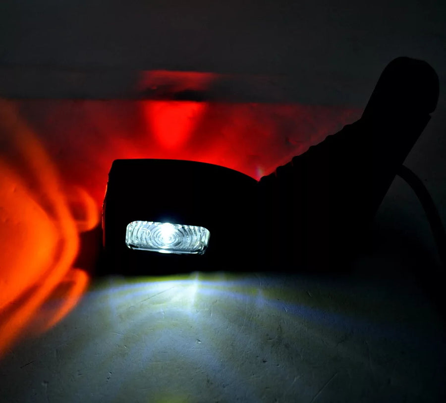 Късо LED рогче косо, комбинирана жълта /бяла /червена светлина ляво, 12/24V