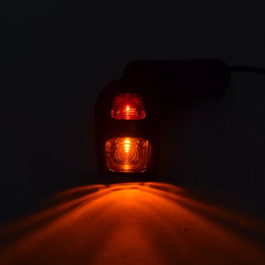 Късо LED рогче косо, комбинирана жълта /бяла /червена светлина ляво, 12/24V