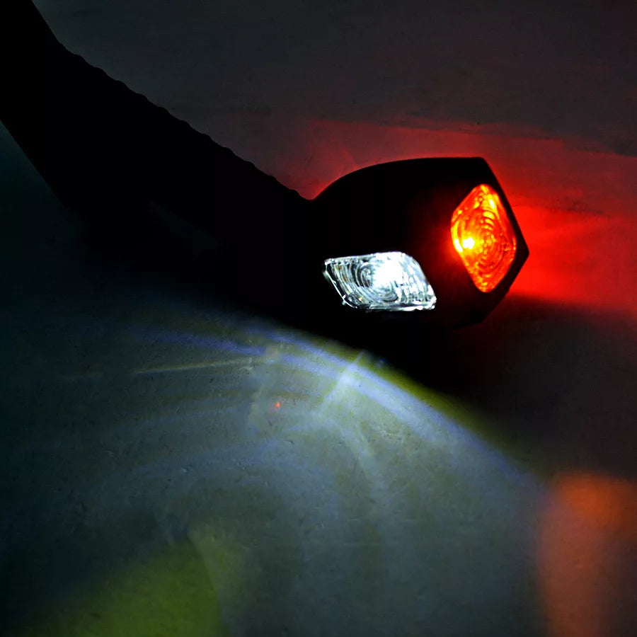 LED рогче косо, жълта/бяла/червена светлина, дясно - 12/24V