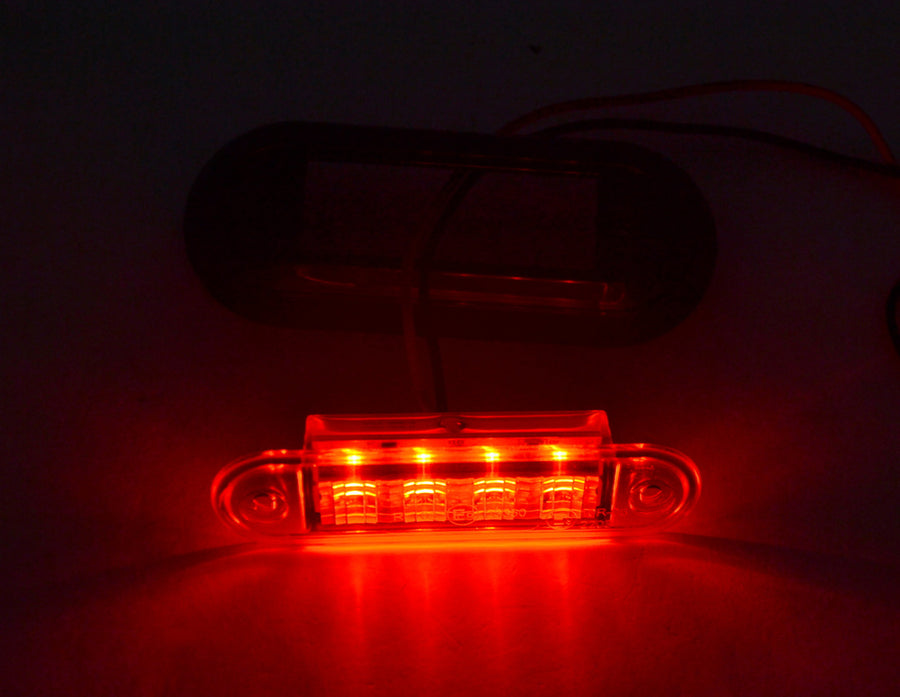 LED габарит със скоба и за вграждане, заден, червен 12/24V