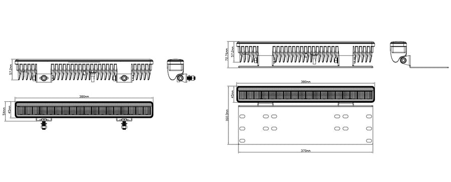 38см LED Лед Бар Със Стойка За Номер С Три Функции 55W, 4768lm, 12V - 24V E-Mark Подходящ За Автомобил, Бус, Камион, Селскостопански машини, Трактор, Комбайн, Агро Техника, Сеялка, Пръскачка, Джип, 4X4, Offroad, SUV