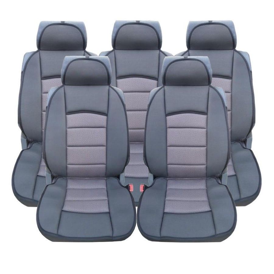 Калъфи тапицерия за Ford S-MAX, C-MAX, VW Touran, Sharan, Toyota Corolla Verso, Текстил, Сиво-черно