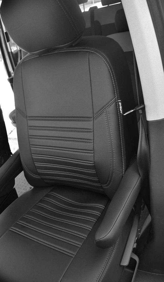 Кожена тапицерия за седалки VW Transporter T6 2011–2016 – черна със сив шев