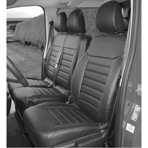 Кожена тапицерия за седалки за Mercedes Sprinter 2019, Черна с черен шев