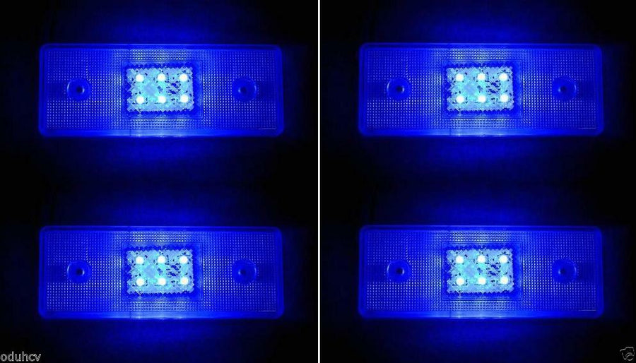 Диоден LED габарит със 6 диода, 24V, бял със синя свeтлини и скоба за захващане