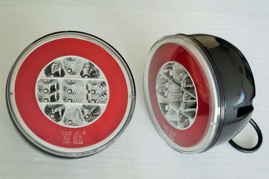 Кръгъл LED стоп с 4 функции - 12/24V, неон светлина, е- маркиран