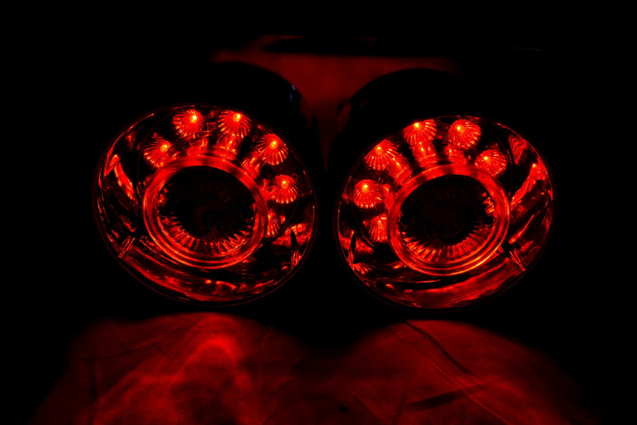 LED диоден стоп хром с 2 кръгли хамбургера, 2 бр.