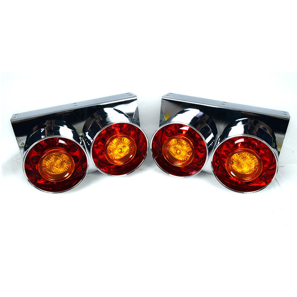 LED диоден стоп хром с 2 кръгли хамбургера, 2 бр.