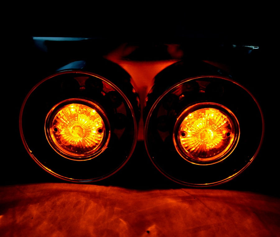 LED диоден стоп хром с 2 кръгли хамбургера, 2 бр.
