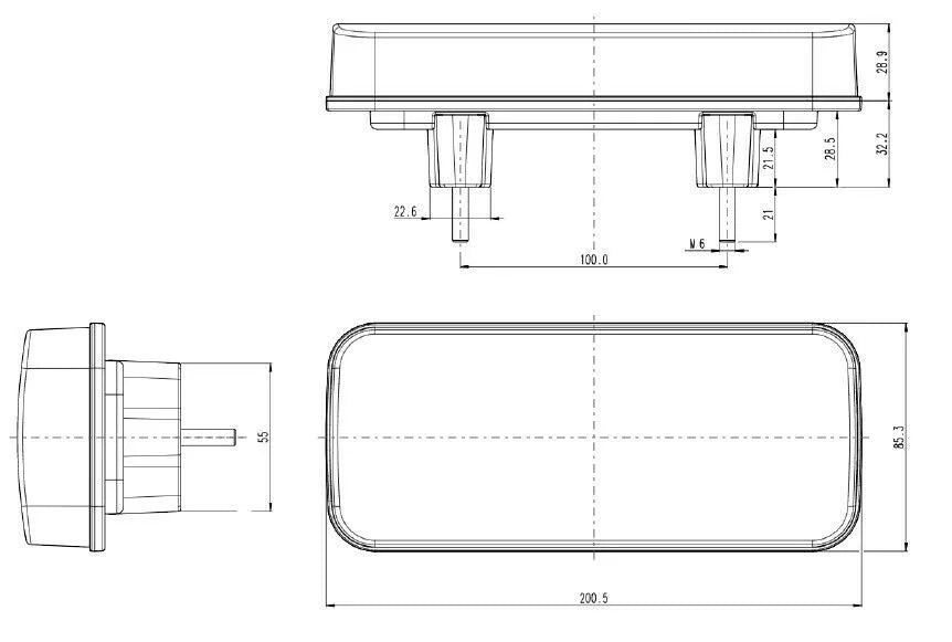 LED неон стоп, с динамичен мигач, 20см, L=R, с 5 функции, 12/24V - Малък
