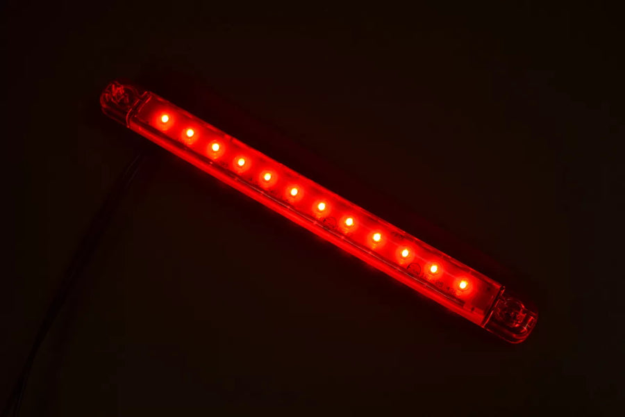 LED трети стоп, червено стъкло, дълъг, 12/24V