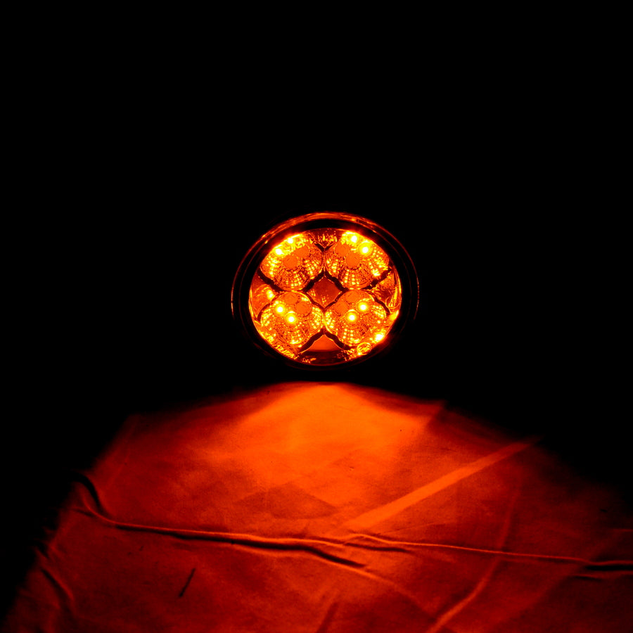 Кръгъл LED халоген с дневна светлина с мигач, 12/24V
