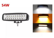 Универсален 54W Лед LED Халоген Фар Работна Лампа 12V - 24V с мигач бяло - оранжева светлина за автомобил офроуд бус ван камион