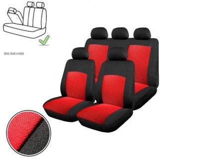 Тапицерия за TOYOTA AYGO, комплект, 1/2 - 1/2, червена с черно