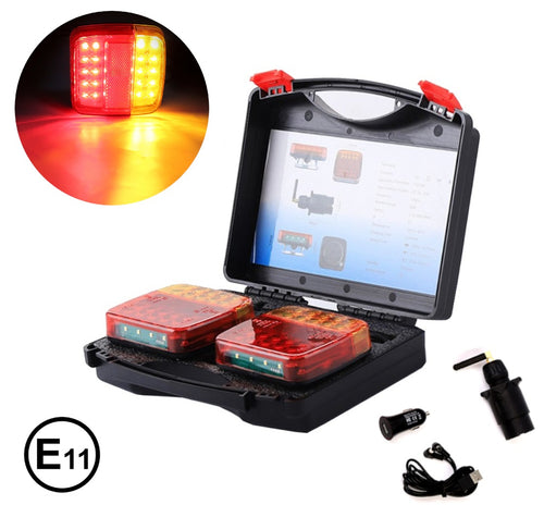 Безжични Wireless Лед Led Стопове с Магнит 12V 24V за Ремарке Каравана Платформа 5 Функции