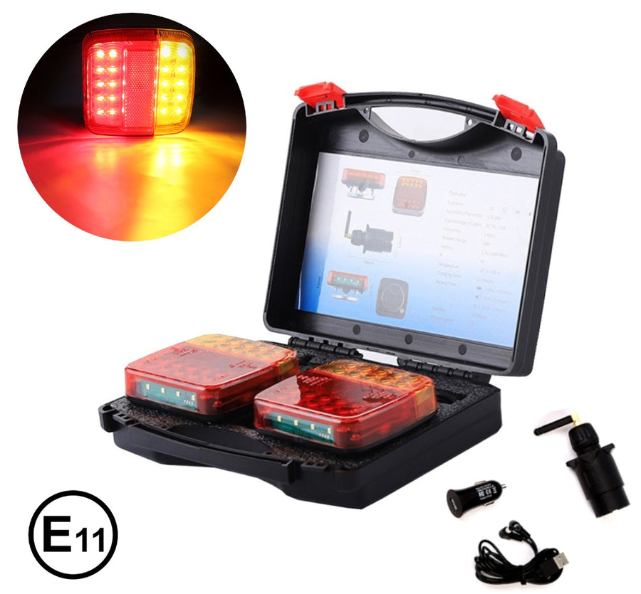 Безжични Wireless Лед Led Стопове с Магнит 12V 24V за Ремарке Каравана Платформа 5 Функции