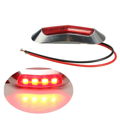 Червен LED Габарит, Маркер, 4 диода, Хромирана рамка - 24V