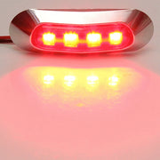 Червен LED Габарит, Маркер, 4 диода, Хромирана рамка - 12V