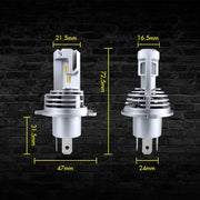 Комплект Умалени Мини LED Диодни Крушки М3 H4 9V 12V 24V 50W 5000lm