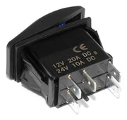 Копче, Бутон, За Вграждане, за LED Лед Бар, Халоген, Светлини, 12V - 24V, Надпис  LED LIGHT BAR , Синя Светлина