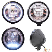 Комплект 2 Броя Халоген, Фар, Ø 225мм, 12V 24V, Крушка H1 + 6 LED ЛЕД Диода, E-Mark, За Камион, Трактор, Багер, Земеделски Машини и др.